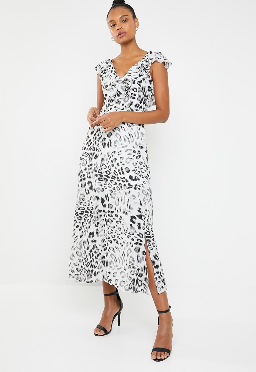 Superbalist - Ruffle neckline maxi dress - grey & black