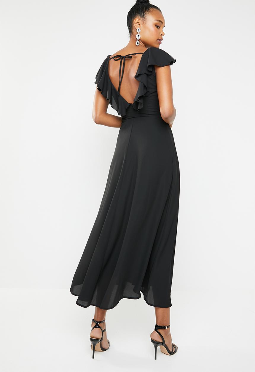 Superbalist - Ruffle neckline maxi dress - black