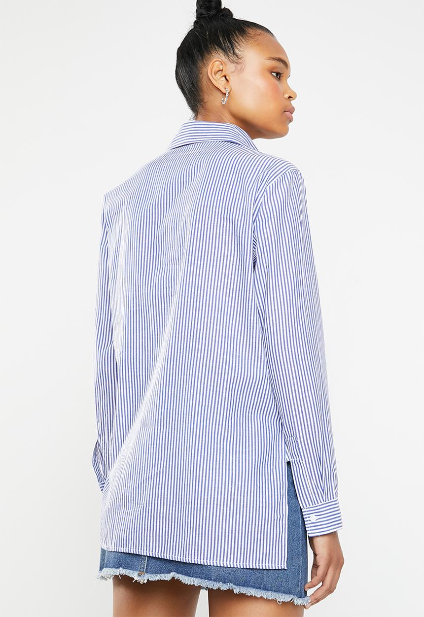 dailyfriday - Stripe embroidered shirt - blue