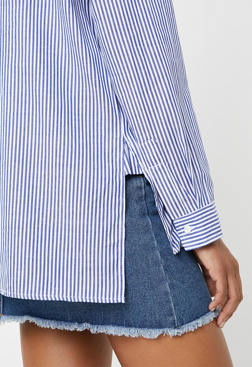 dailyfriday - Stripe embroidered shirt - blue