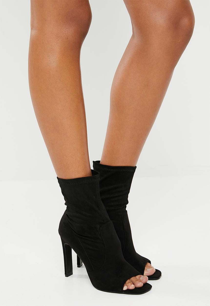 Public Desire - Craze sock fit peep toe ankle - black 