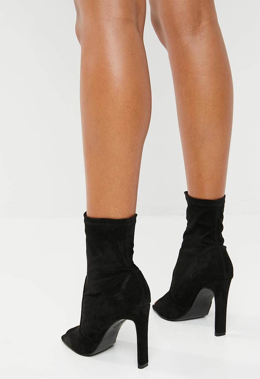 Public Desire - Craze sock fit peep toe ankle - black 