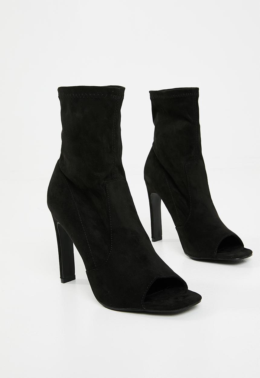 Public Desire - Craze sock fit peep toe ankle - black 