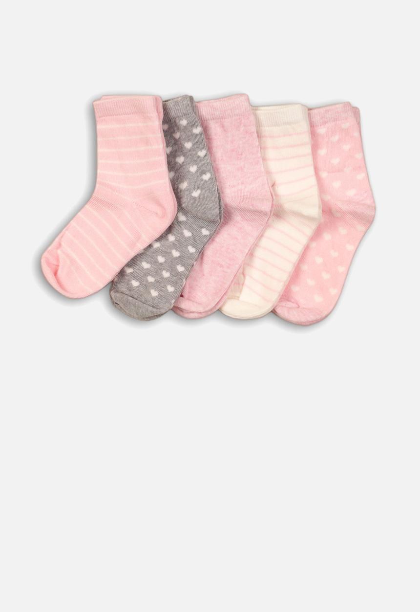 MINOTI - 5pk heart & stripe design ankle socks - multi 