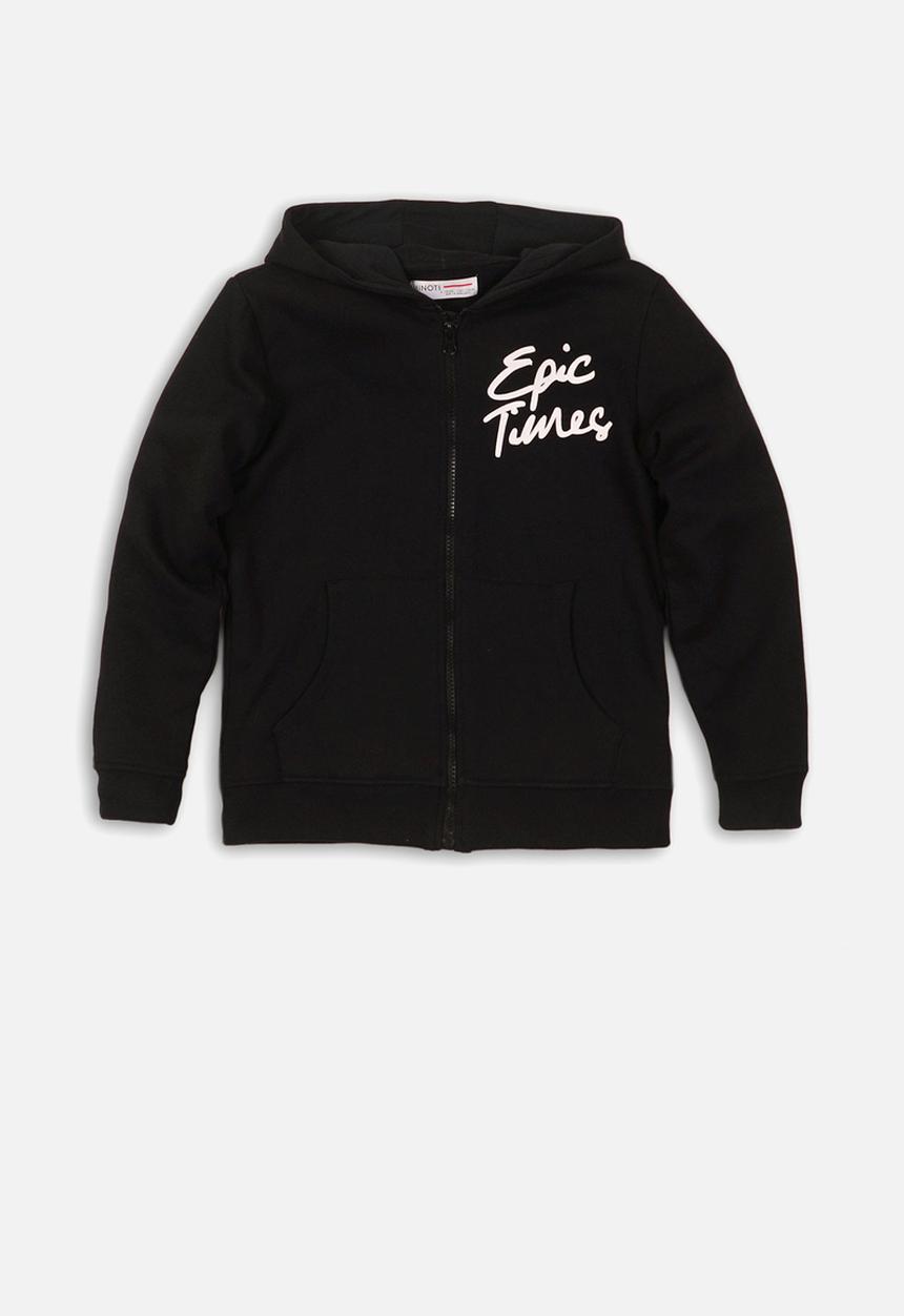 MINOTI - Teens hooded zip thru - black