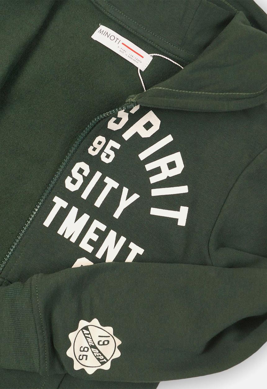 MINOTI - Boys hooded zip thru - green