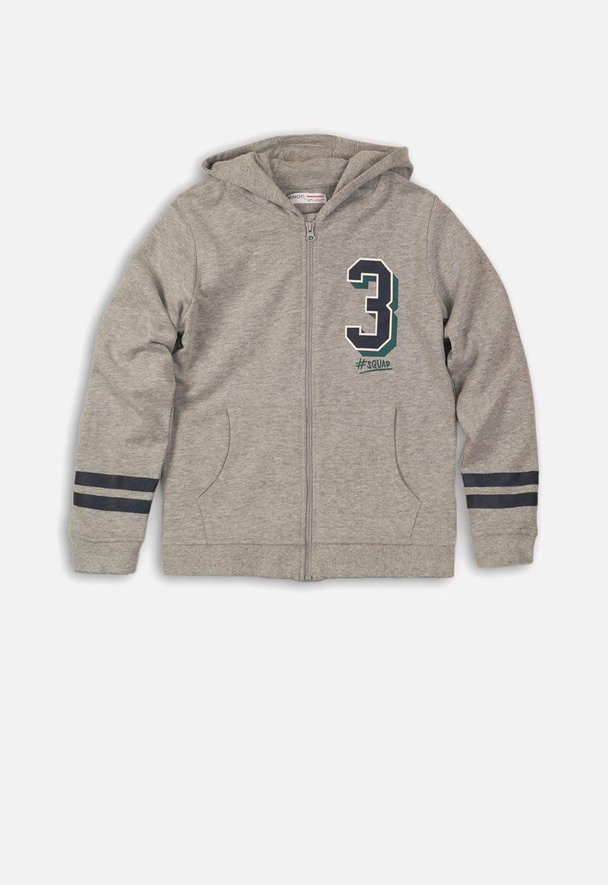 MINOTI - Boys hooded zip thru - grey 