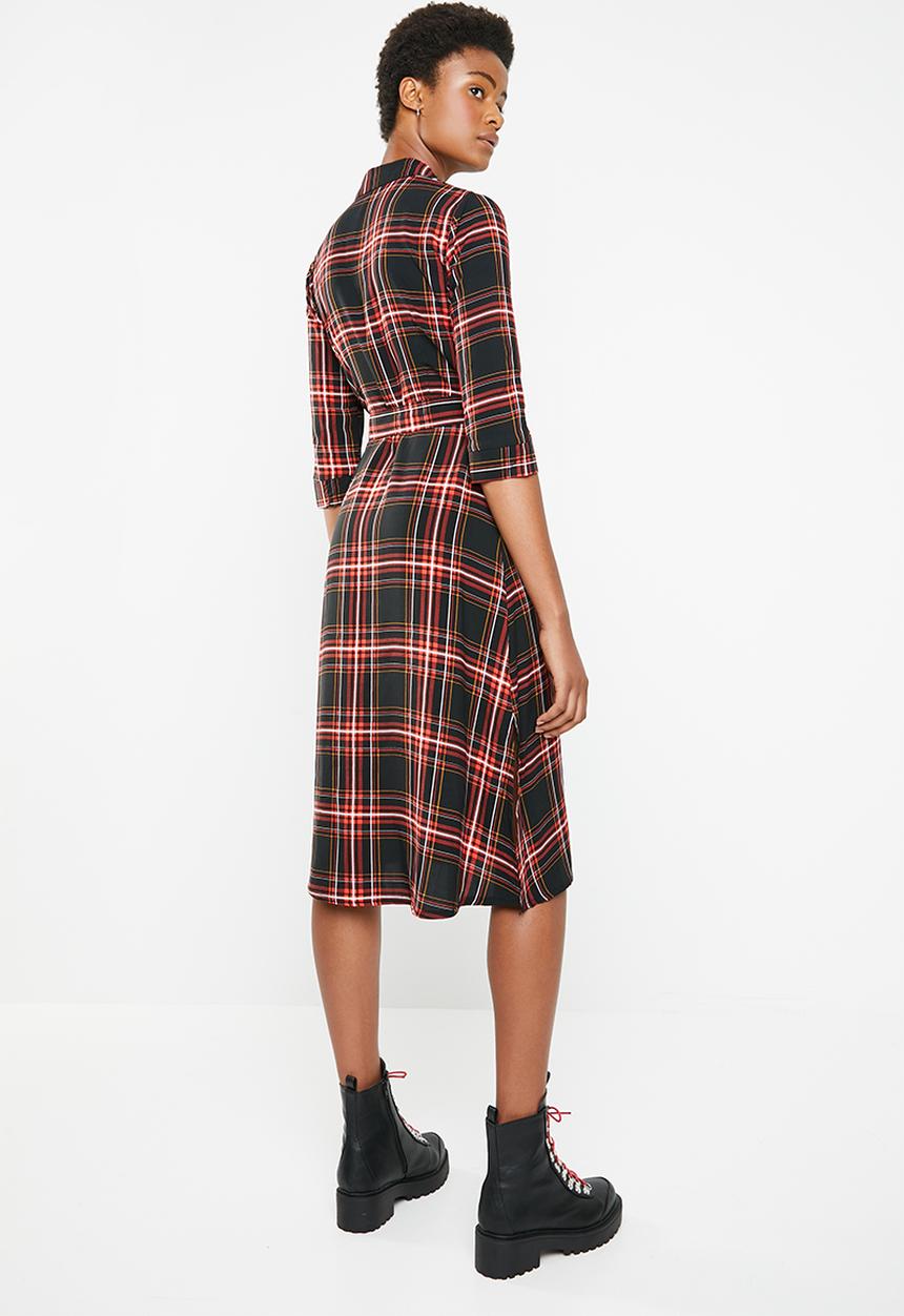 Superbalist -  Shirt dress -black & red 