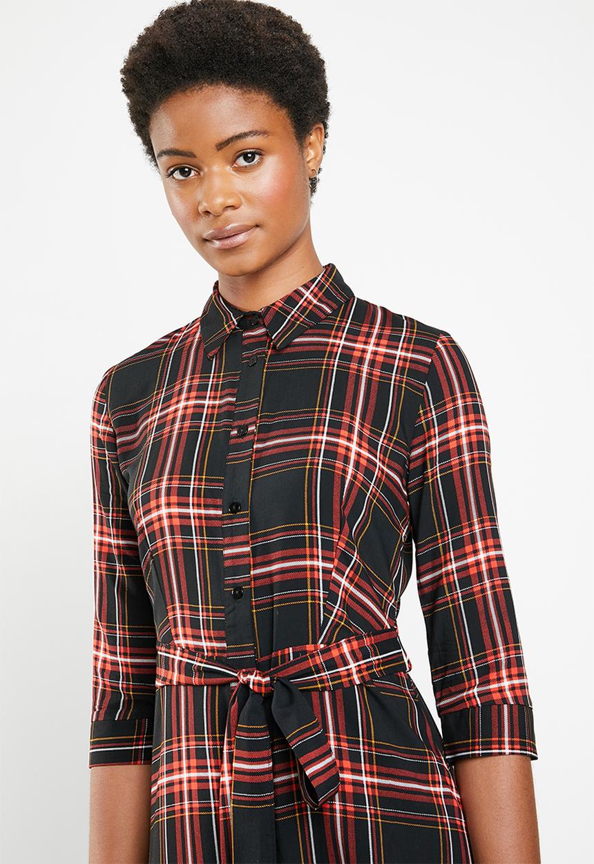 Superbalist -  Shirt dress -black & red 