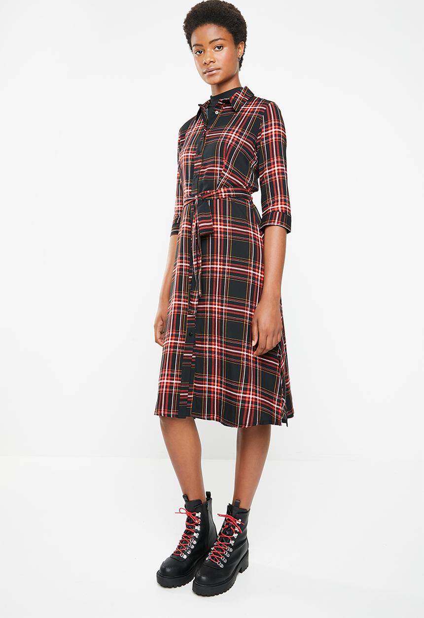 Superbalist -  Shirt dress -black & red 