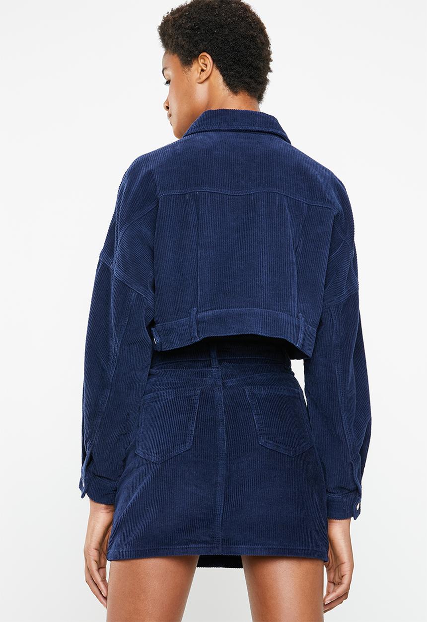 Missguided - Cropped drop shoulder cord jacket - navy