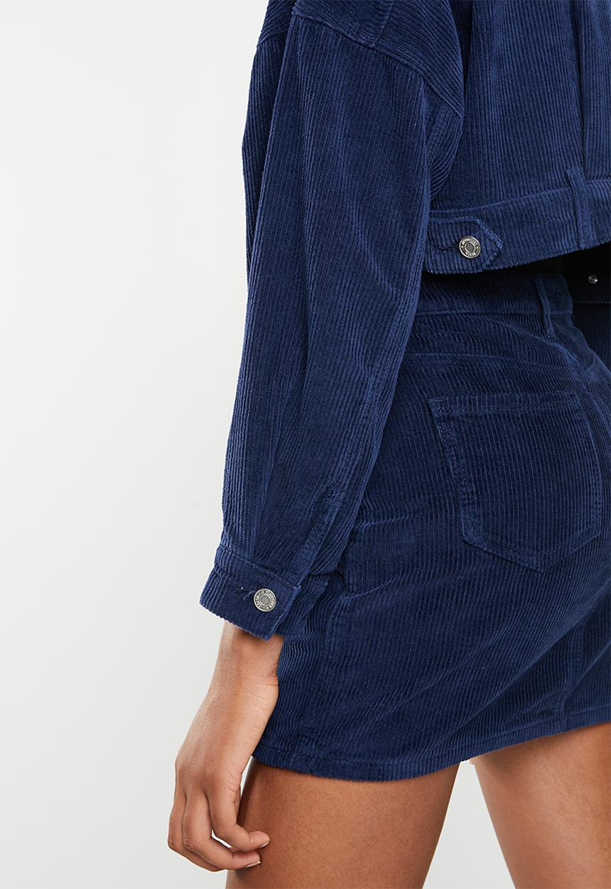 Missguided - Cropped drop shoulder cord jacket - navy