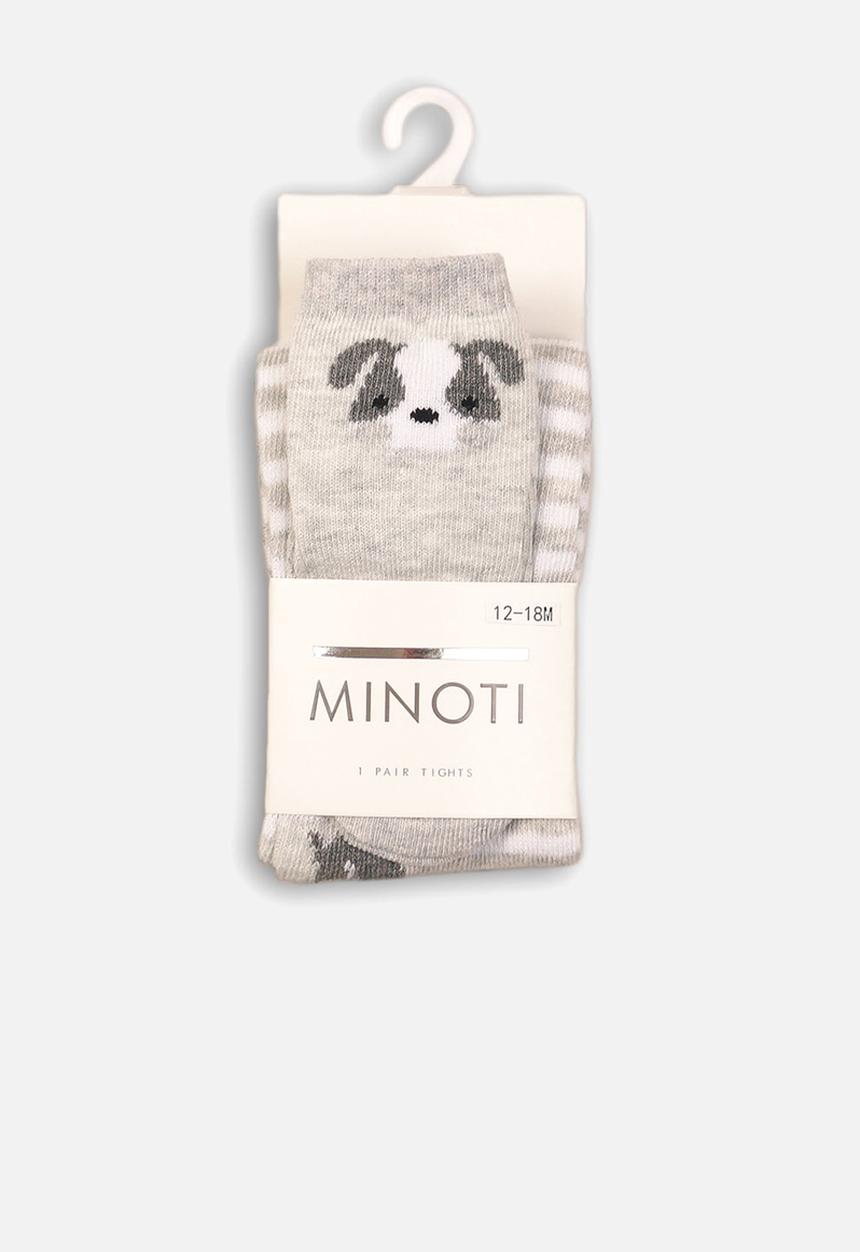 MINOTI - 2 pack footless tights & socks with stripe - grey 