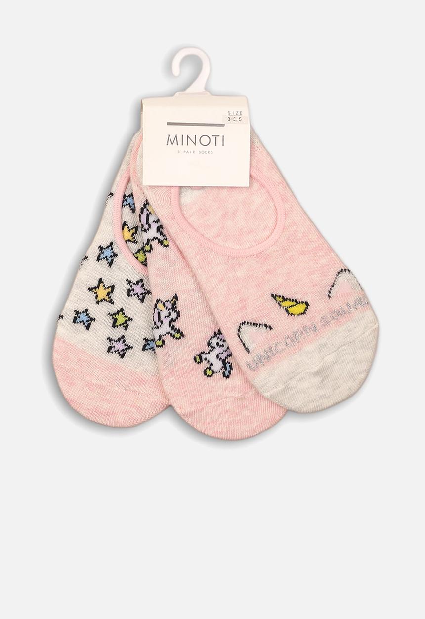MINOTI - 3 pack pop socks - pink