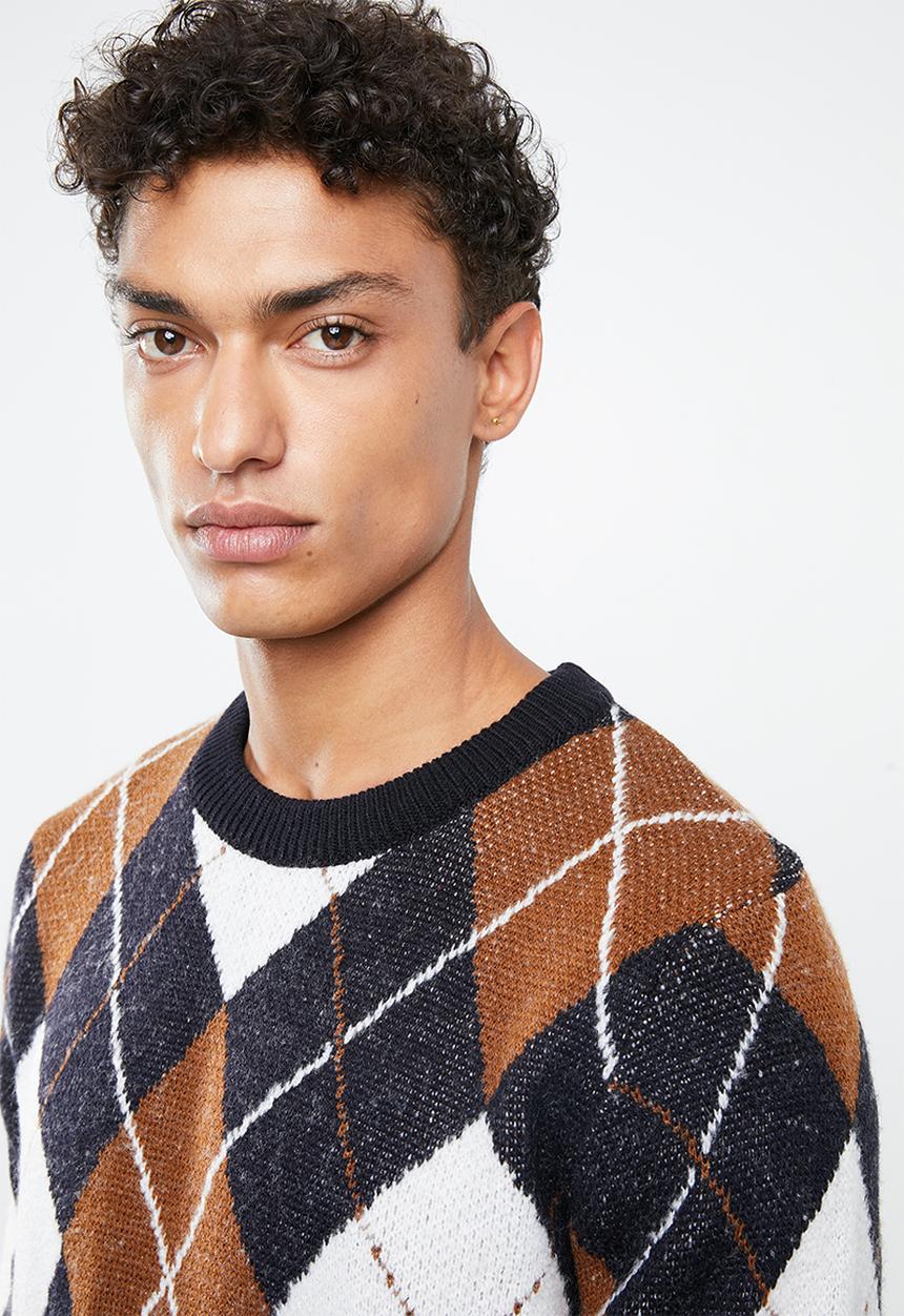 New Look - Argyle crew neck sweater - multi