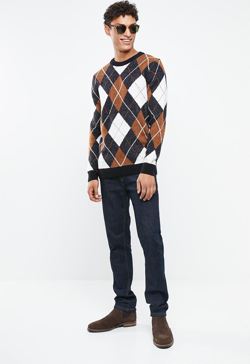 New Look - Argyle crew neck sweater - multi