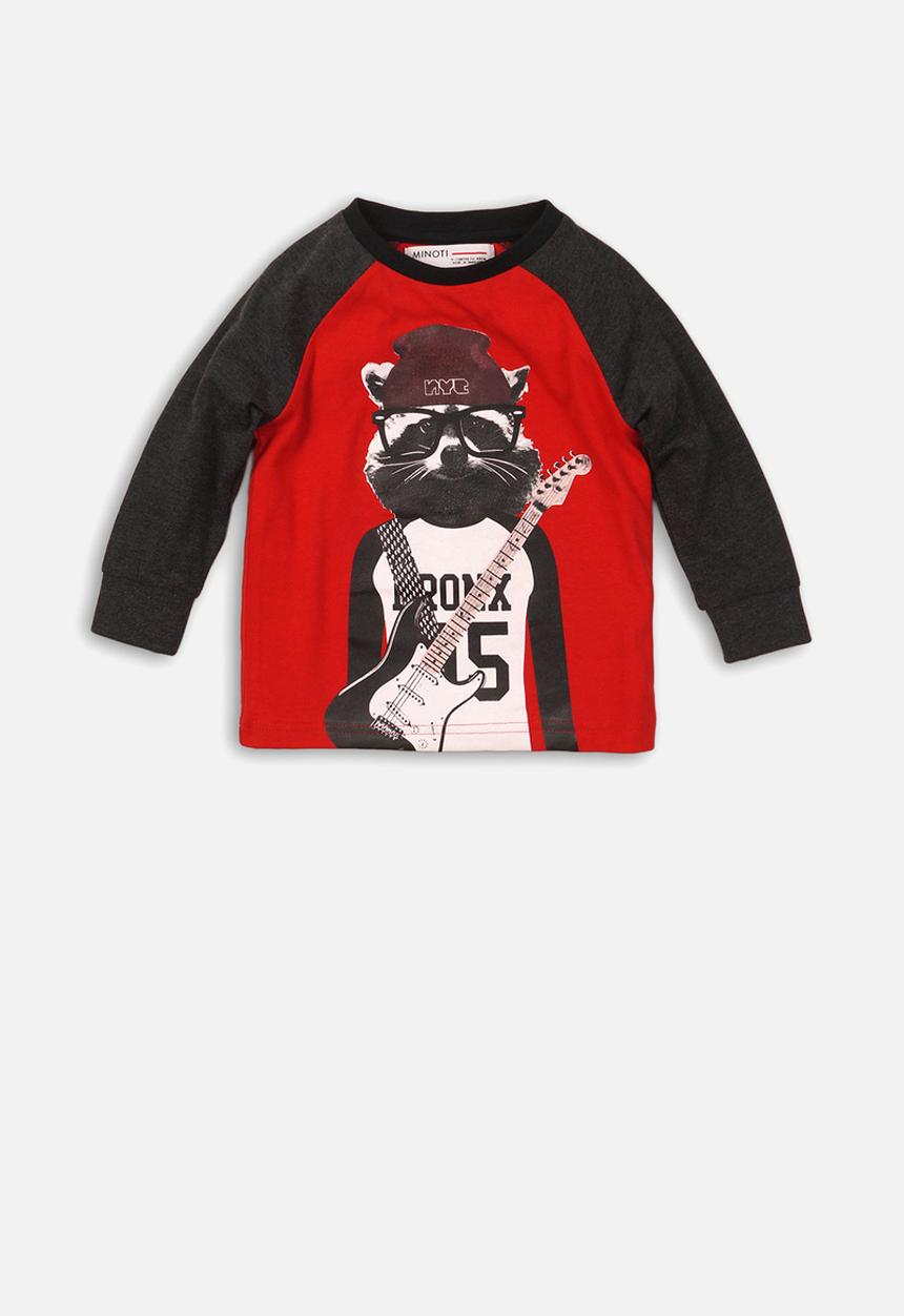 MINOTI - Meerkat long sleeve top - red & navy 
