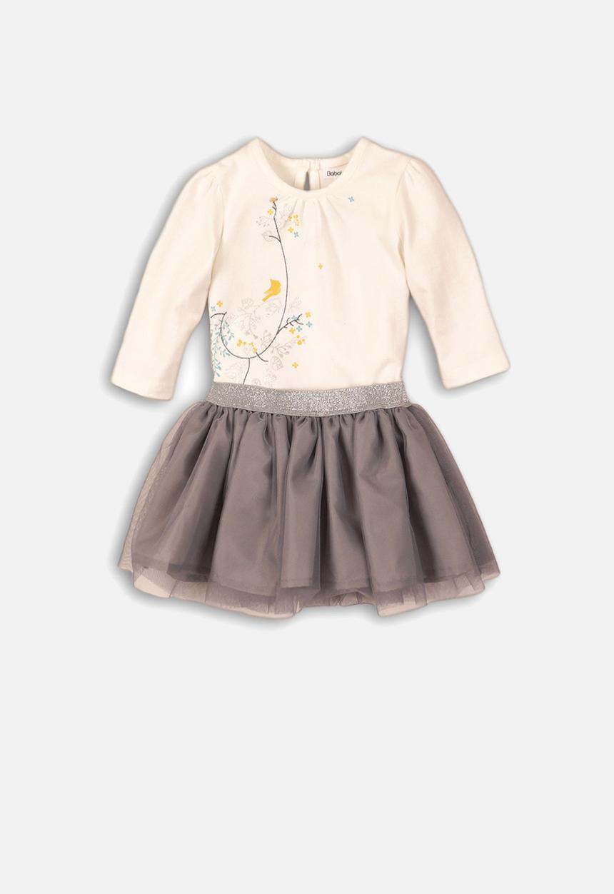 MINOTI - 2 piece long sleeve top & tutu set - cream & grey