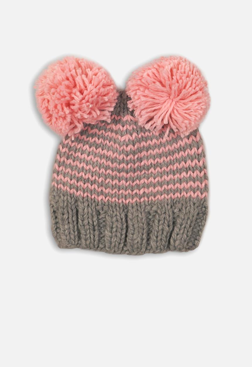 MINOTI - Knitted hat - grey & pink