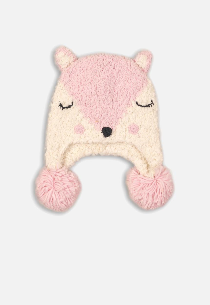 MINOTI - Knitted hat - cream & pink