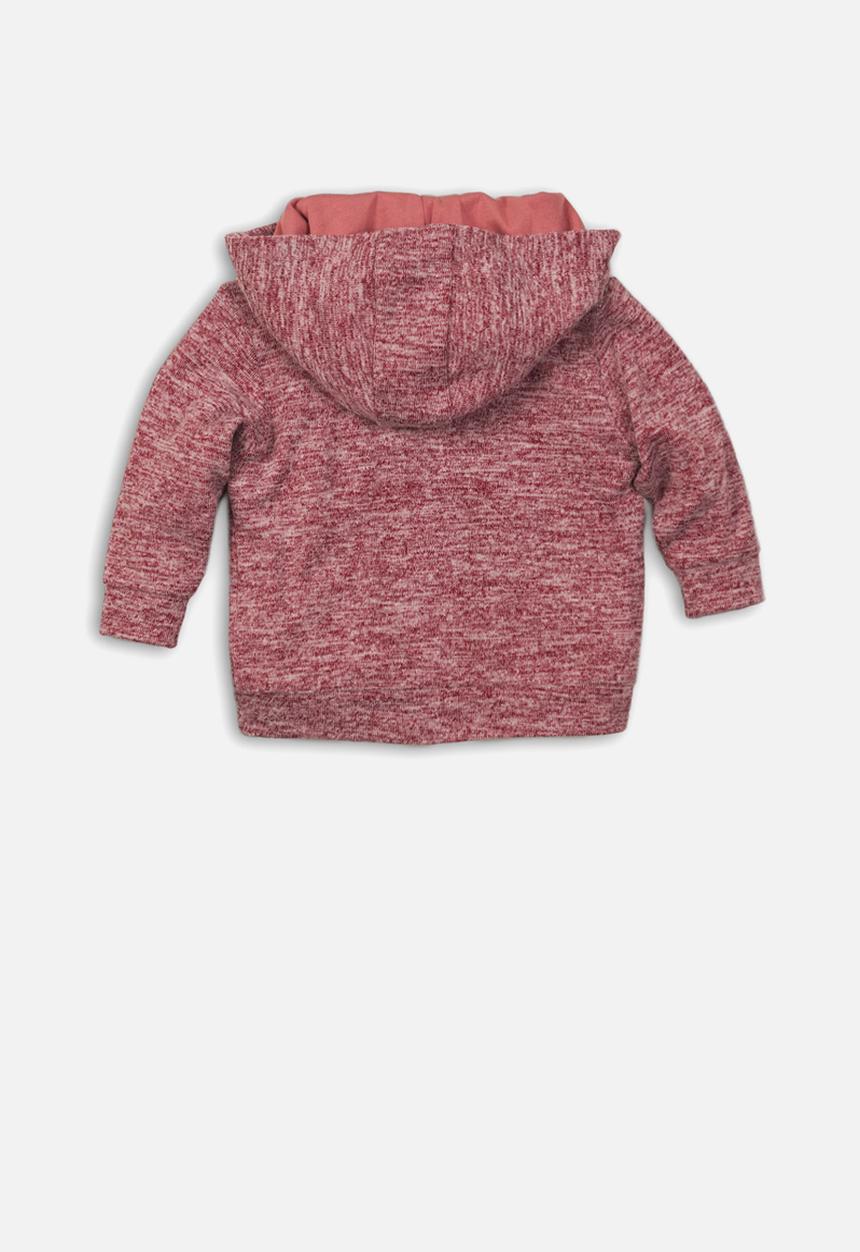 MINOTI - Mixed yarn zip thru top - red