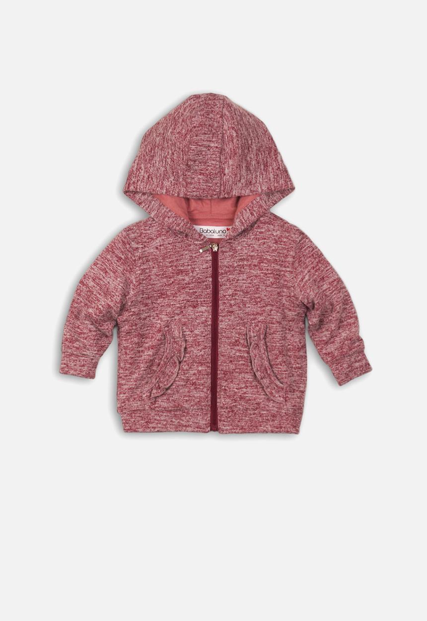 MINOTI - Mixed yarn zip thru top - red