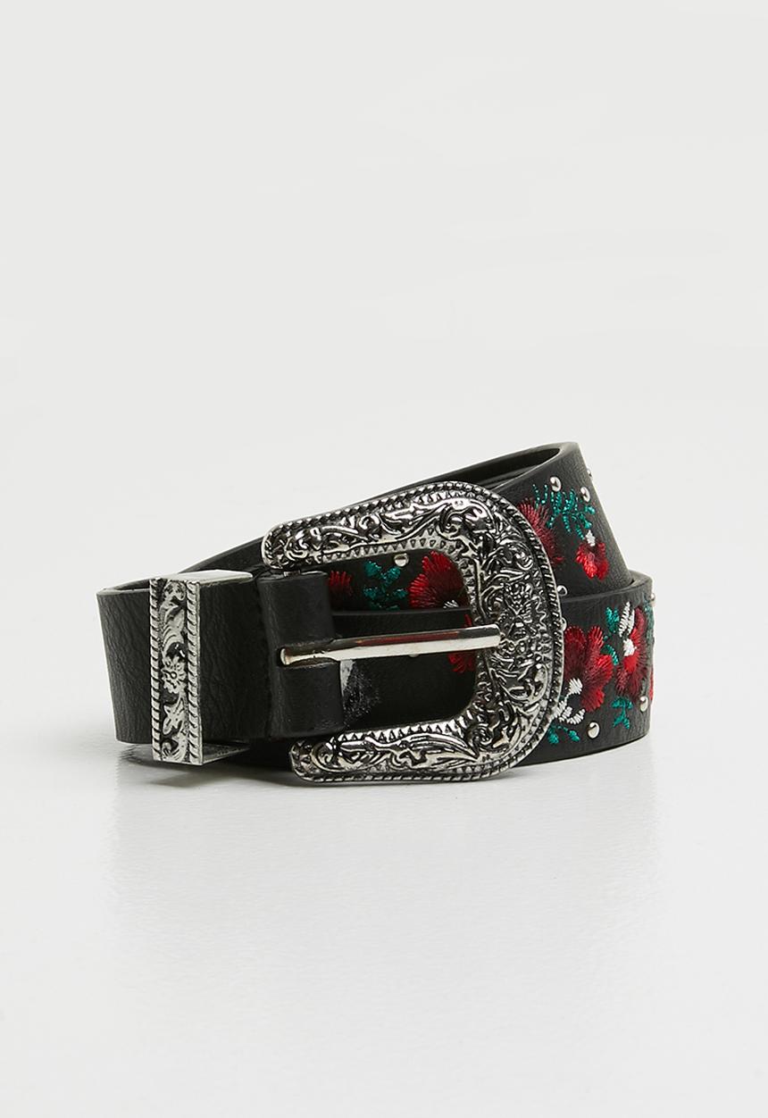 New Look - Tia embroidery western belt - black