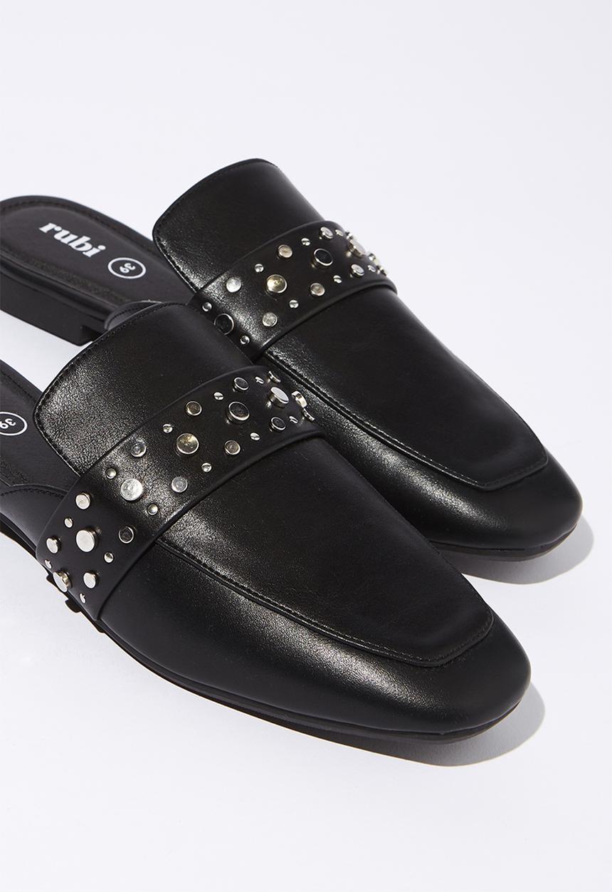 Cotton On - Ava stud flat mule - black/silver