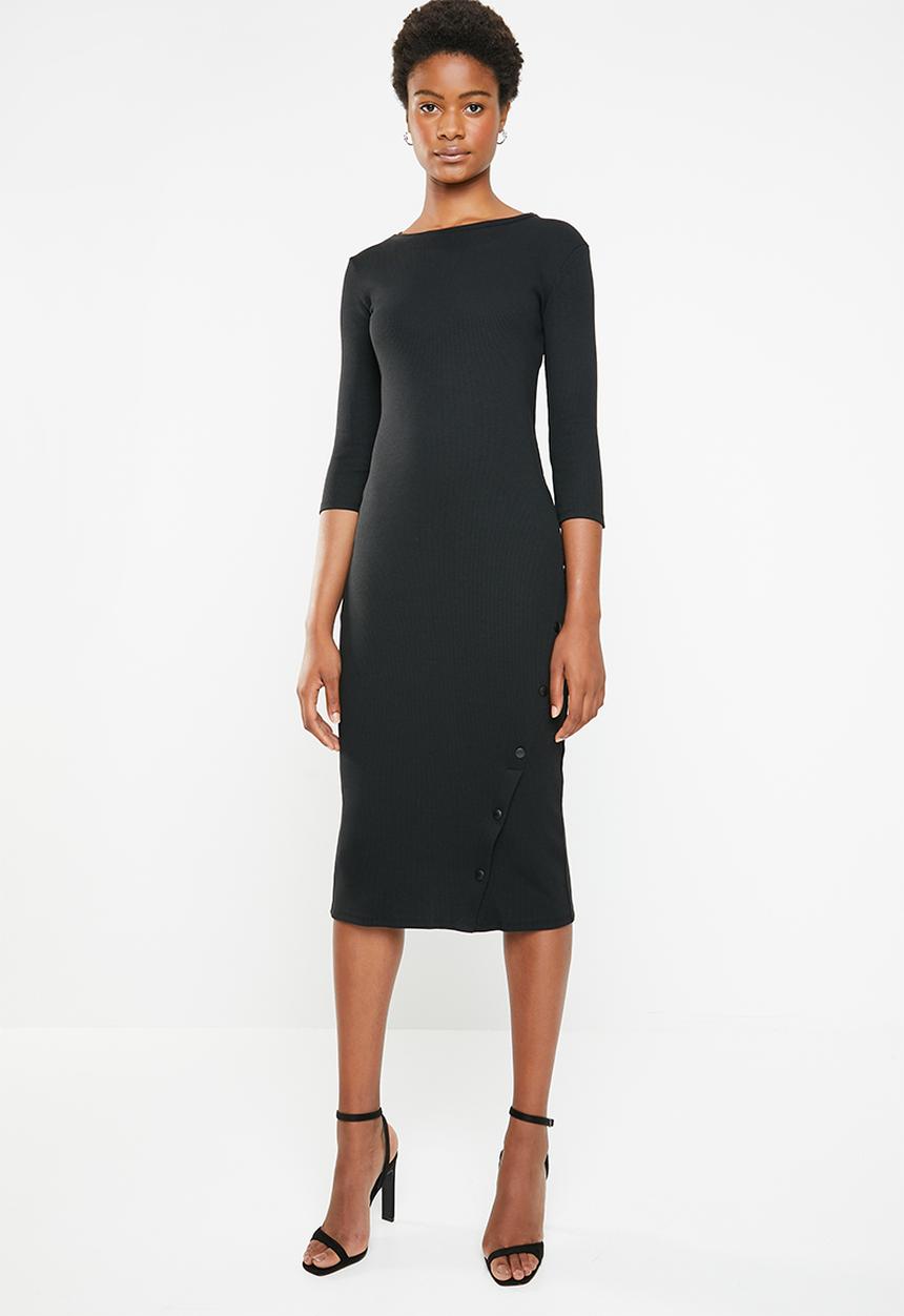 Superbalist - Press stud bodycon dress - black 