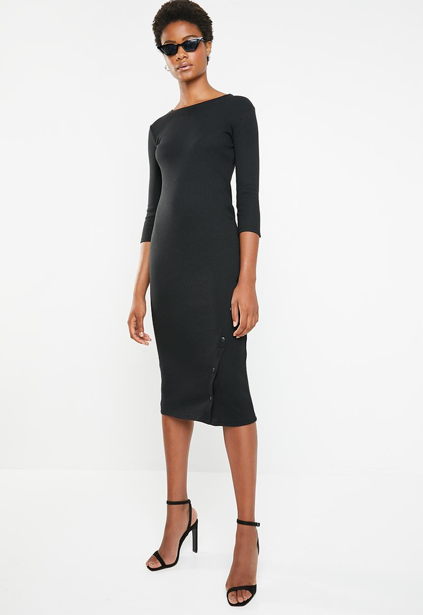 Superbalist - Press stud bodycon dress - black 
