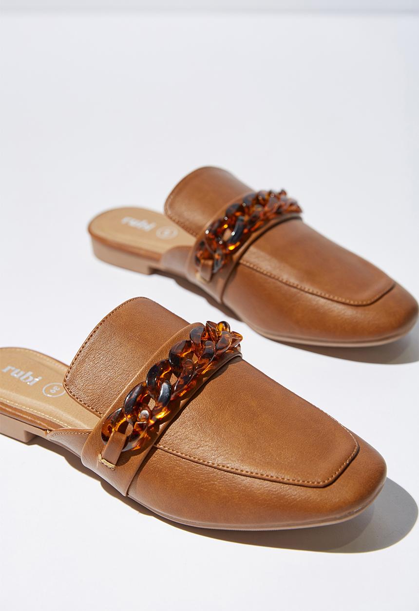 Cotton On - Faux leather chain mule - brown