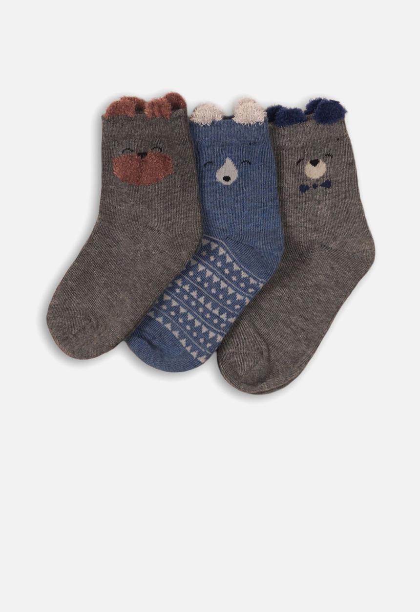 MINOTI - 3 pack ankle socks - grey & blue