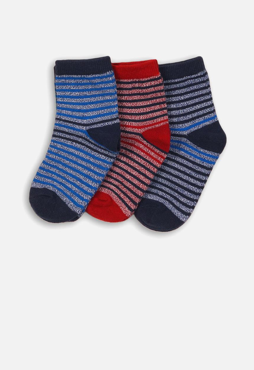 MINOTI - 3 pack ankle socks - blue & red