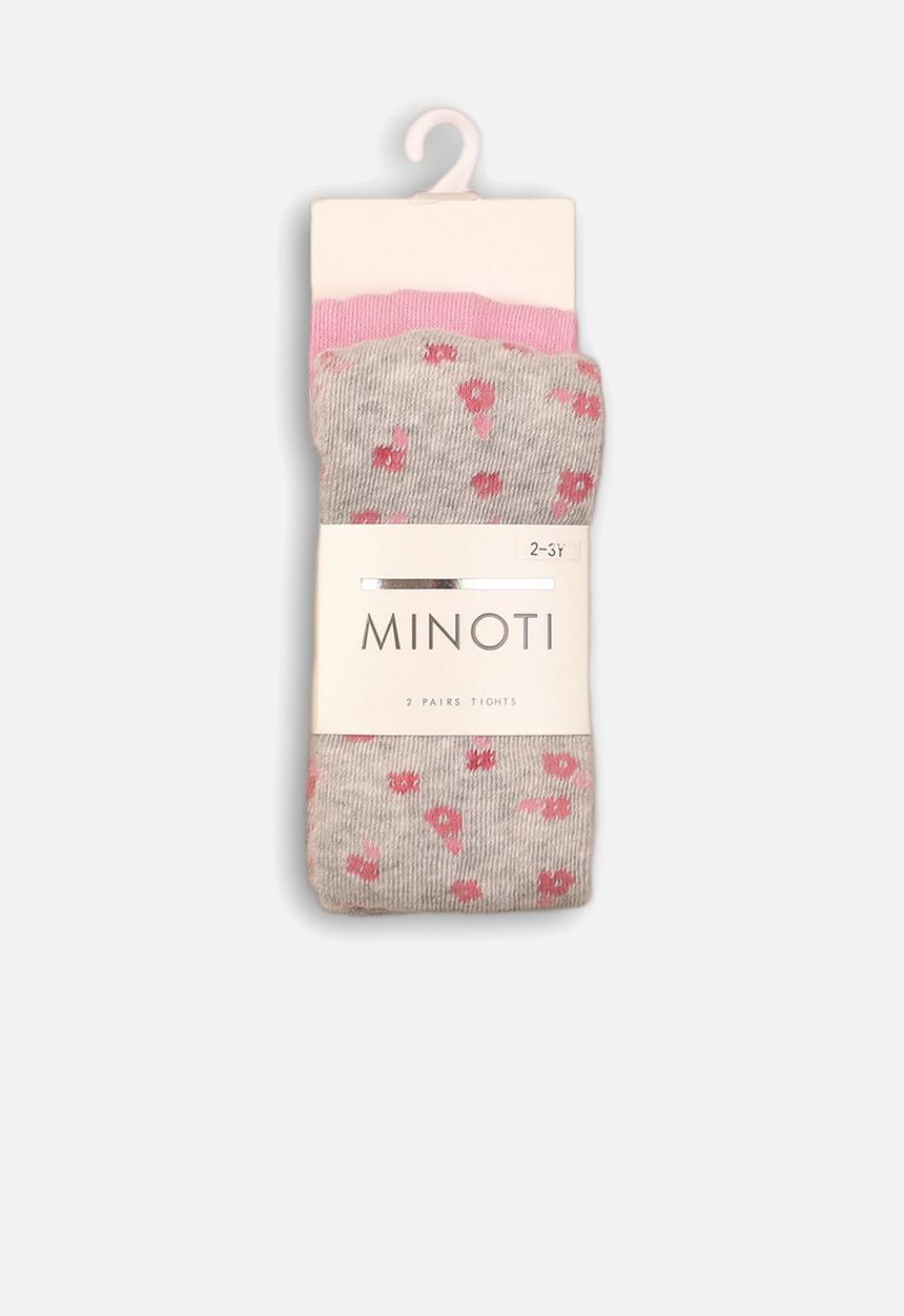 MINOTI - 2 pack bamboo tights - pink & grey