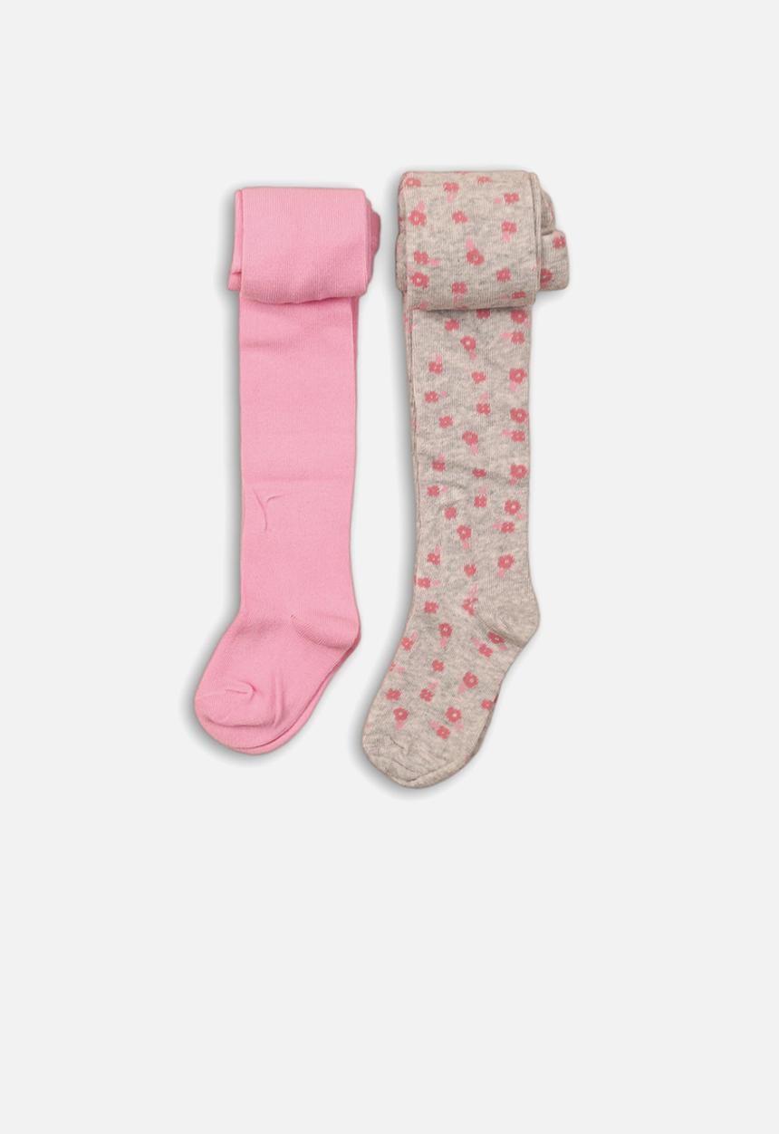 MINOTI - 2 pack bamboo tights - pink & grey