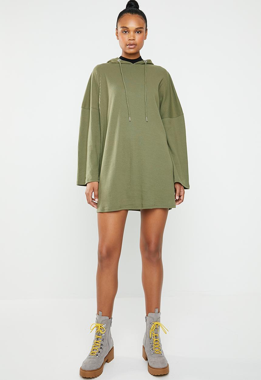 Missguided - Oversized hooded sweat dress - green