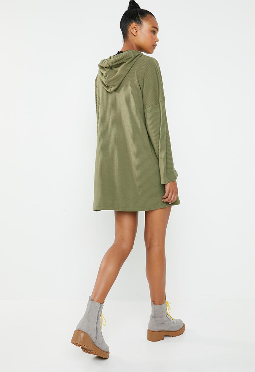 Missguided - Oversized hooded sweat dress - green