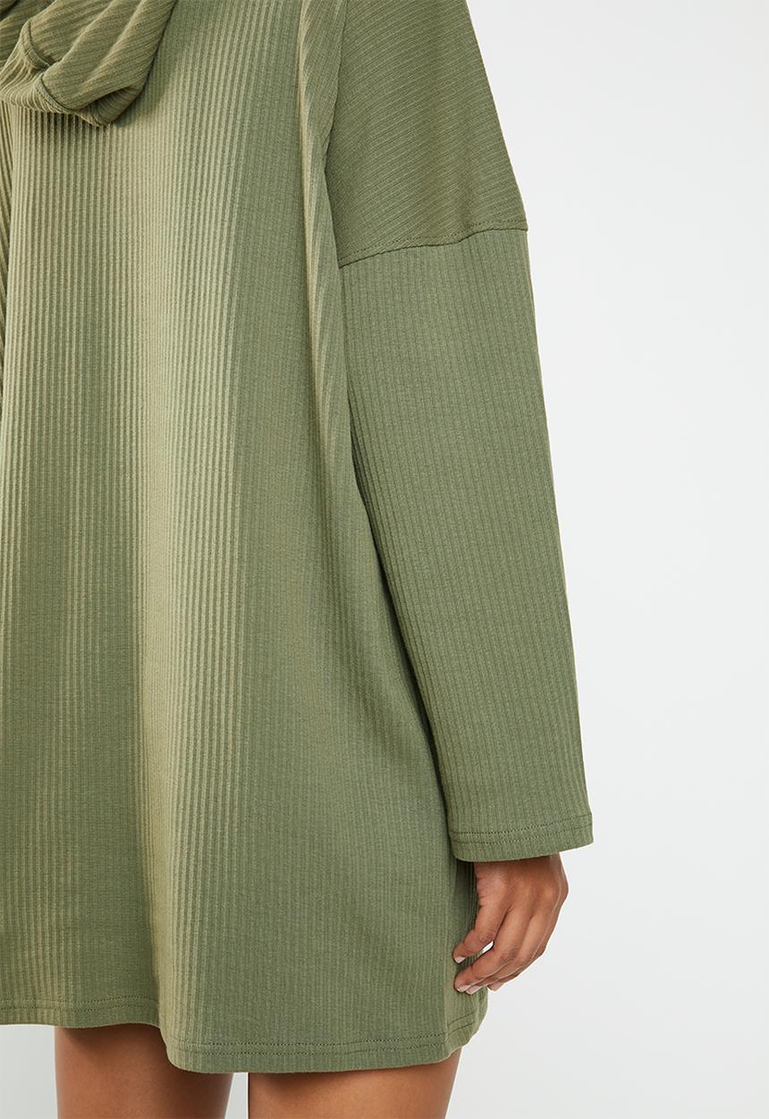 Missguided - Oversized hooded sweat dress - green