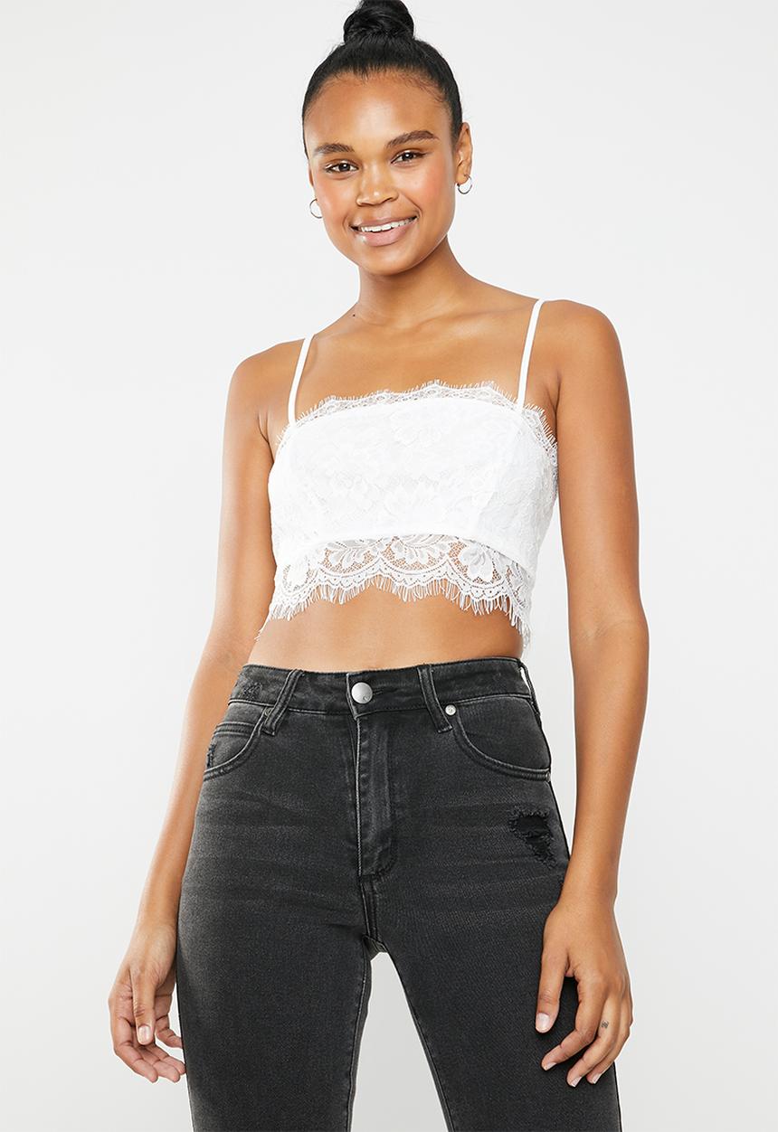 Missguided - Strappy straight necklace bralette - white