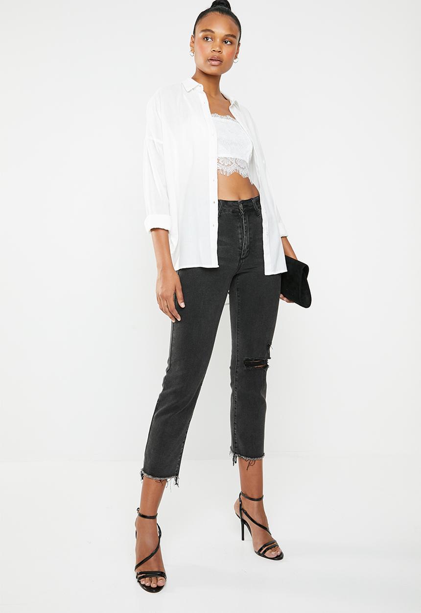 Missguided - Strappy straight necklace bralette - white