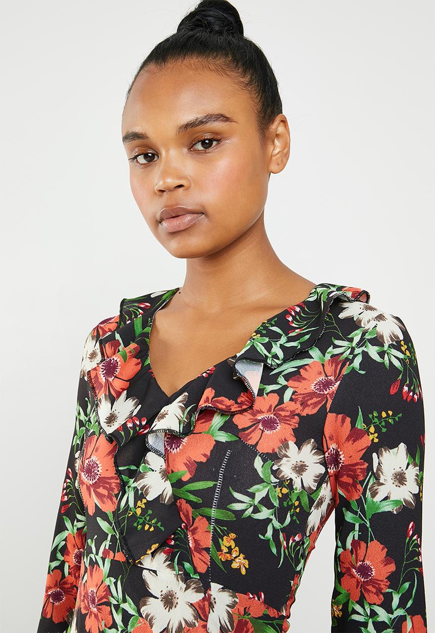Missguided - Ruffle tea dress - black
