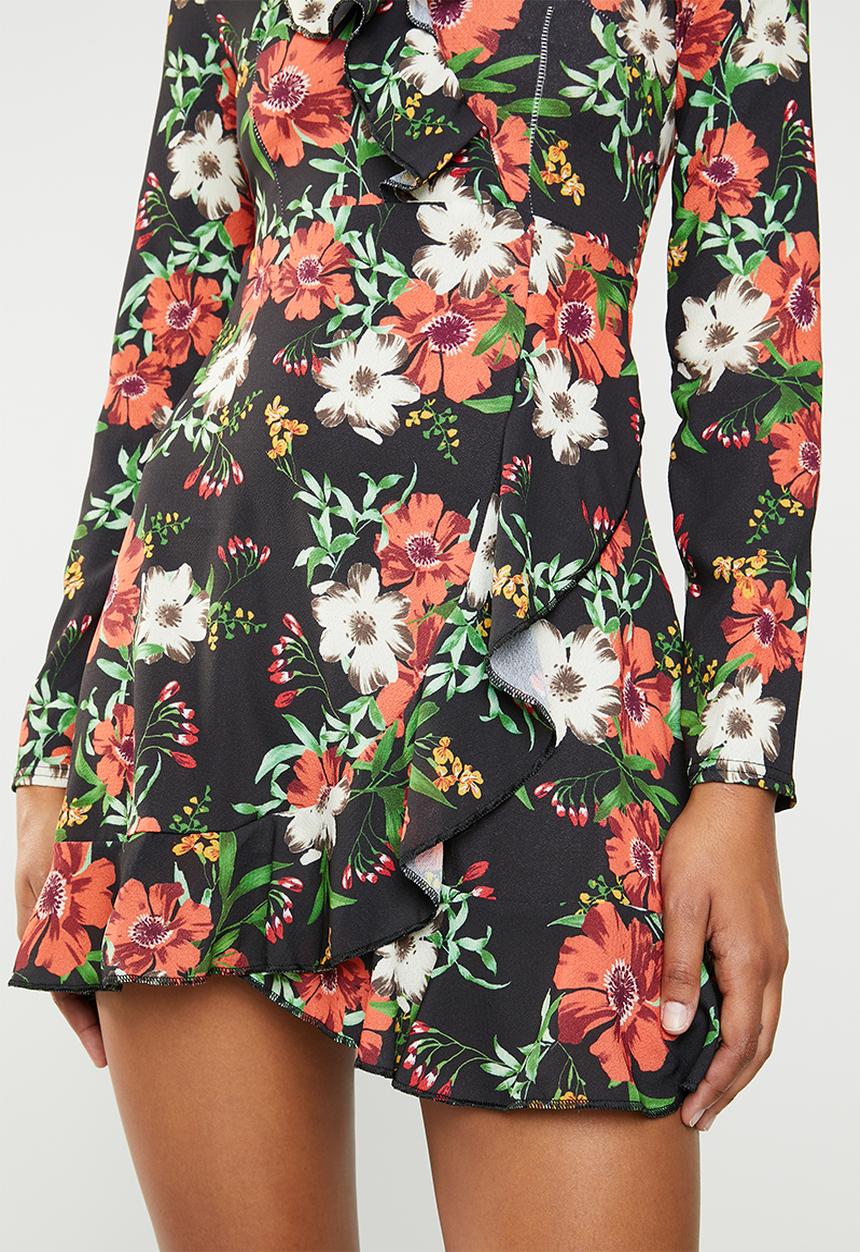 Missguided - Ruffle tea dress - black