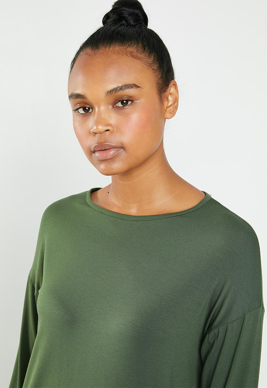 Superbalist - Drop shoulder long sleeve top - green 