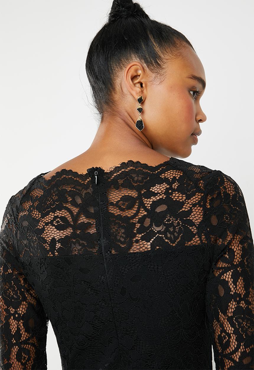 Missguided - Scallop neck bodycon dress - black