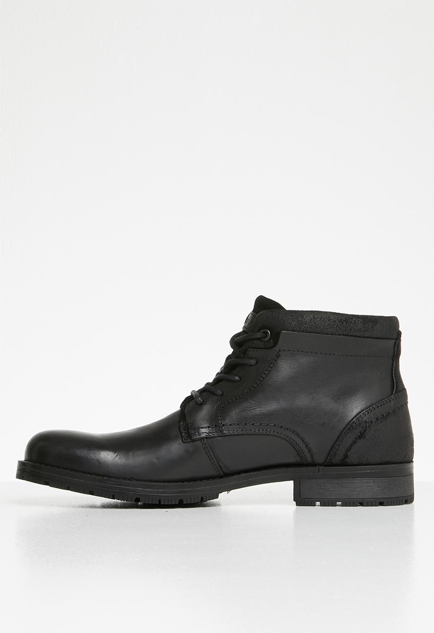 Jack & Jones - Harry mixed leather boot - black