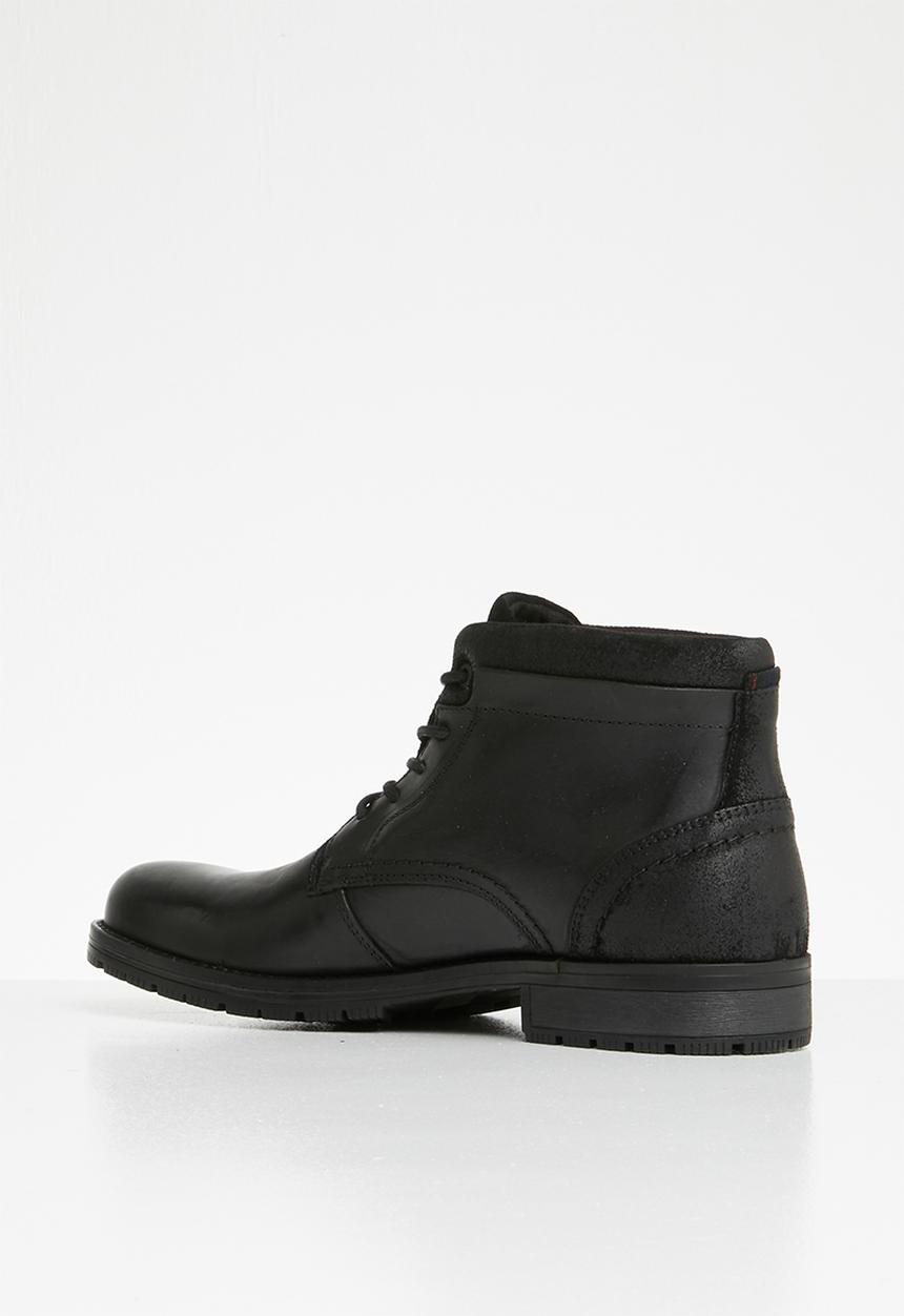 Jack & Jones - Harry mixed leather boot - black