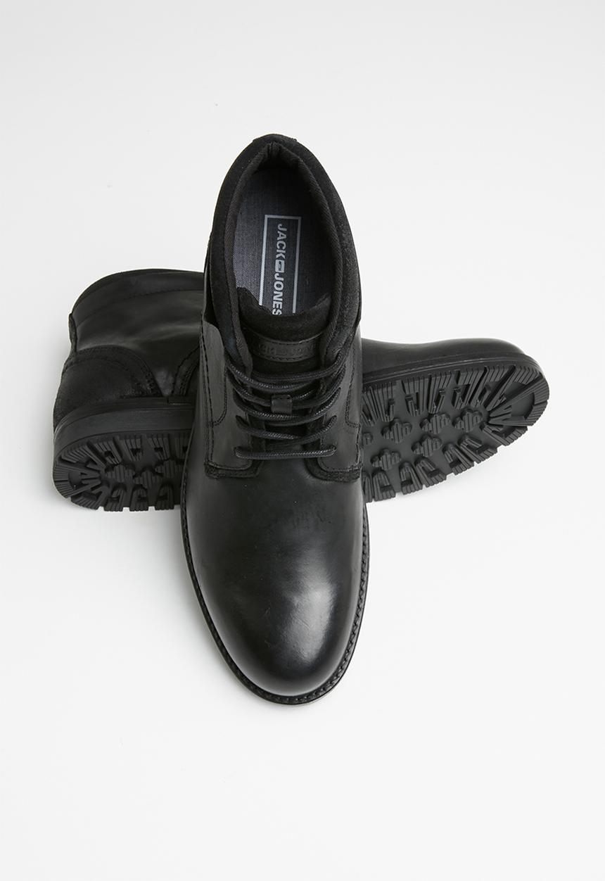 Jack & Jones - Harry mixed leather boot - black