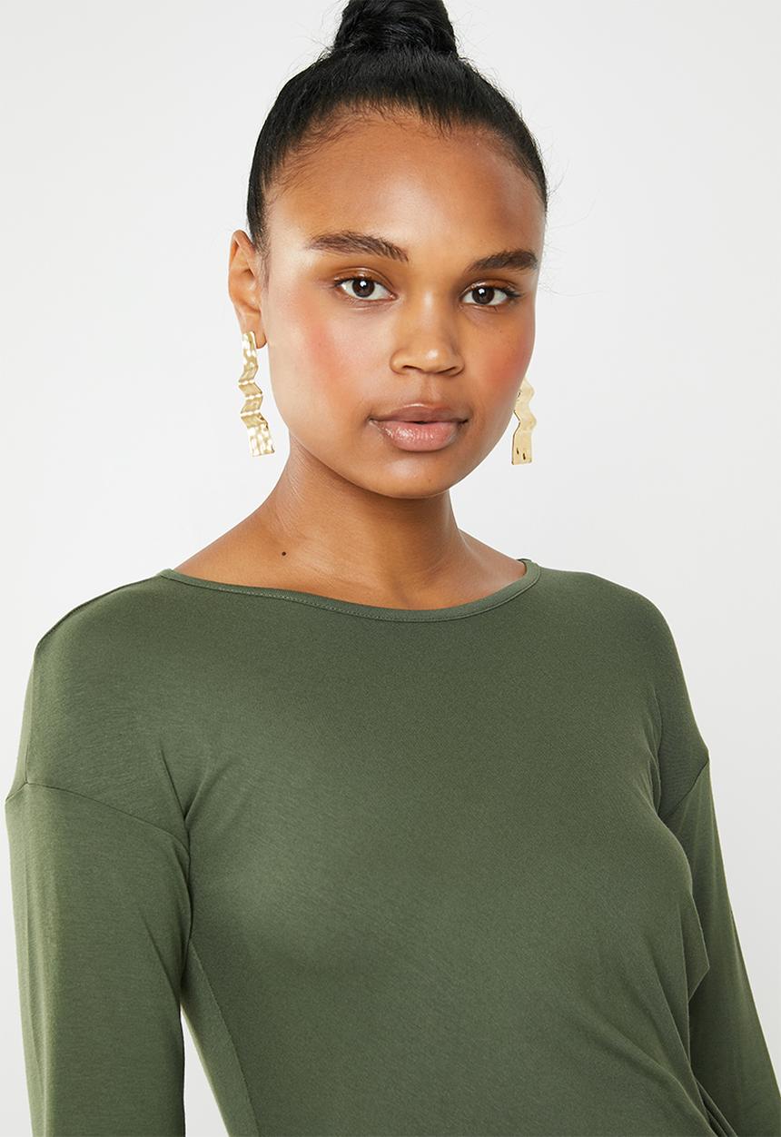 Superbalist - Rouged long sleeve bodycon - green 