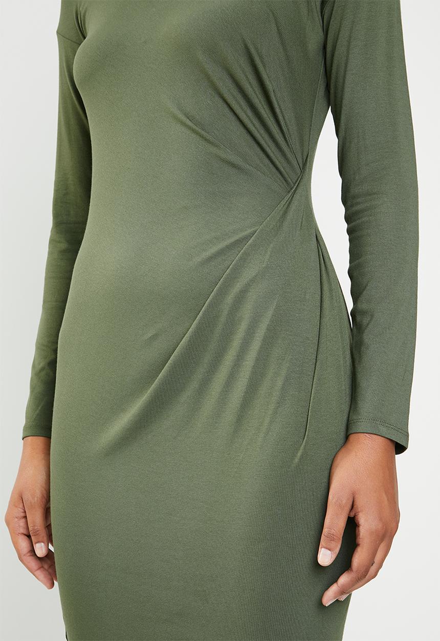 Superbalist - Rouged long sleeve bodycon - green 