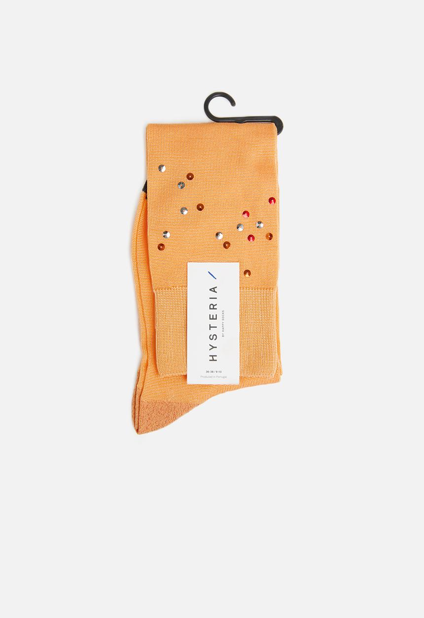 Hysteria - Madda knee high socks - peach & navy